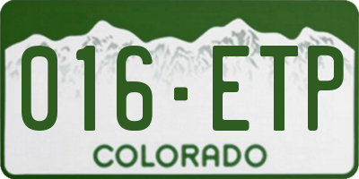 CO license plate 016ETP