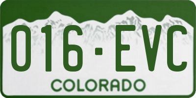 CO license plate 016EVC