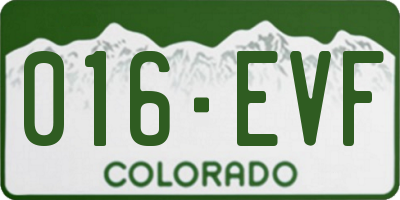 CO license plate 016EVF