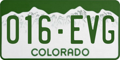 CO license plate 016EVG