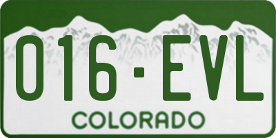 CO license plate 016EVL
