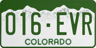 CO license plate 016EVR