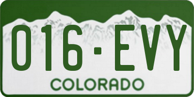 CO license plate 016EVY
