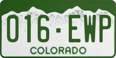 CO license plate 016EWP