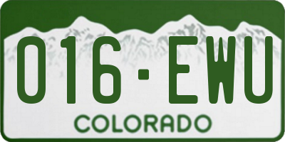 CO license plate 016EWU