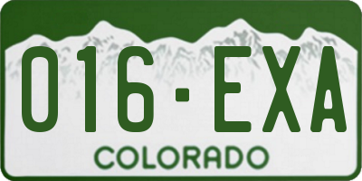 CO license plate 016EXA