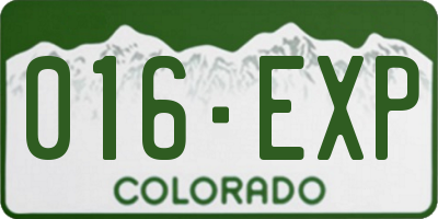 CO license plate 016EXP
