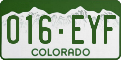 CO license plate 016EYF