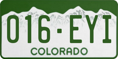 CO license plate 016EYI