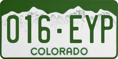 CO license plate 016EYP