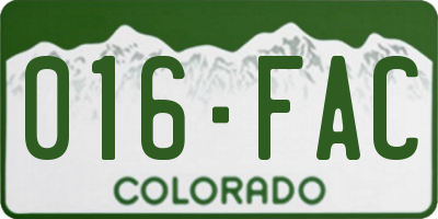 CO license plate 016FAC