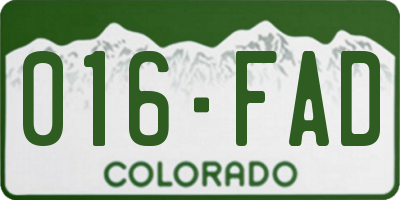 CO license plate 016FAD