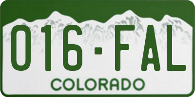 CO license plate 016FAL