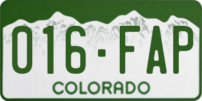 CO license plate 016FAP