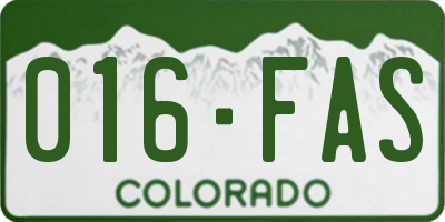 CO license plate 016FAS