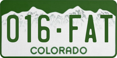 CO license plate 016FAT