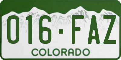 CO license plate 016FAZ