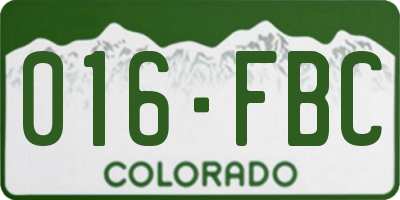 CO license plate 016FBC