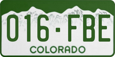 CO license plate 016FBE
