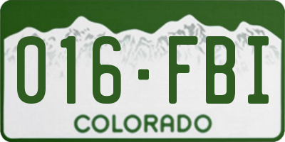 CO license plate 016FBI