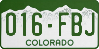 CO license plate 016FBJ