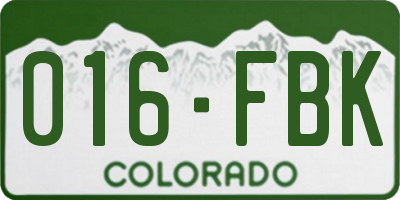 CO license plate 016FBK