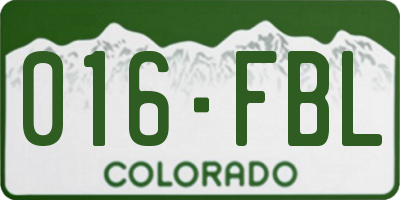 CO license plate 016FBL