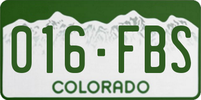 CO license plate 016FBS