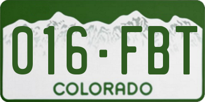 CO license plate 016FBT