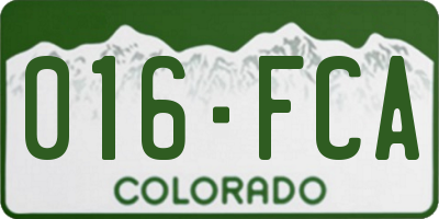 CO license plate 016FCA