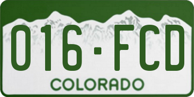 CO license plate 016FCD