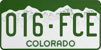 CO license plate 016FCE