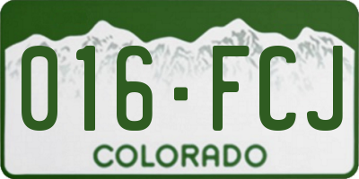 CO license plate 016FCJ