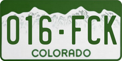 CO license plate 016FCK