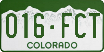 CO license plate 016FCT