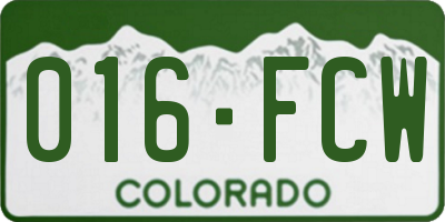 CO license plate 016FCW