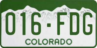 CO license plate 016FDG