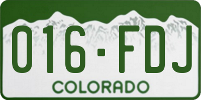 CO license plate 016FDJ