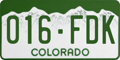 CO license plate 016FDK