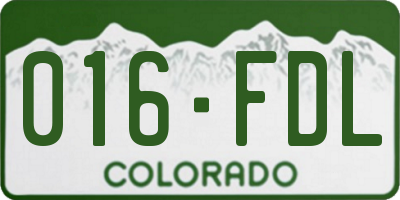 CO license plate 016FDL