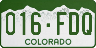 CO license plate 016FDQ