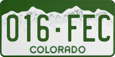 CO license plate 016FEC