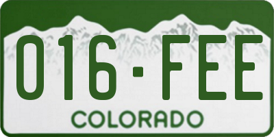 CO license plate 016FEE