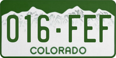 CO license plate 016FEF