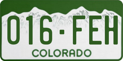CO license plate 016FEH