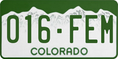 CO license plate 016FEM