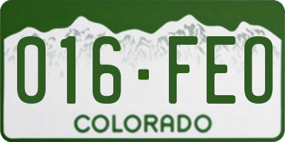 CO license plate 016FEO