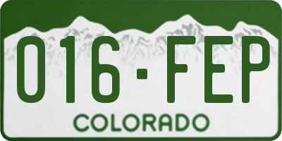 CO license plate 016FEP
