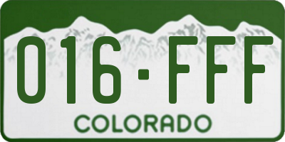 CO license plate 016FFF