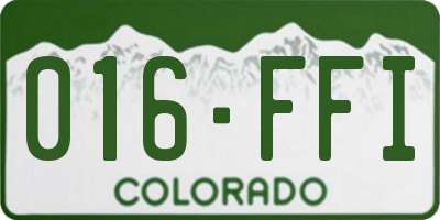 CO license plate 016FFI